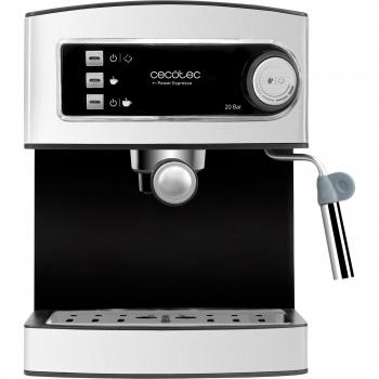 Cecotec Cafetera Express Manual Power Espresso 20 - 850 W, Presión 20 Bares, Depósito de 1,6L, Brazo Doble Salida, Vaporizador, Superficie Calientatazas,