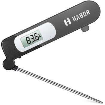 Habor Termómetro de cocina digital Termómetro del Alimento con Lectura Instantánea Larga Sonda Inoxidable Pantalla LCD Perfecto para la Alimentación Carne Parrilla Barbacoa Leche y Agua de Baño
