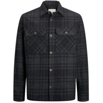 Camisa Sobrecamisa Slim Fit Jack & Jones 'RAYMOND' con Cuello Kent para Hombre - Color Negro - Talla S
