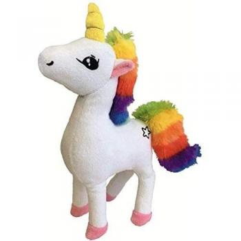 Peluche para perros GLORIA - Tamaño 31 cm - Juguete para perros - Peluche Alydar - Peluche con sonido - Textura suave - Muy resistente - Color blanco con crin multicolor
