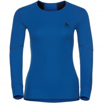 Odlo L/S Crew Neck Camiseta Térmica, Mujer, Azul