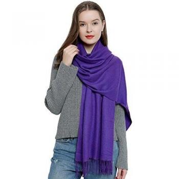 Bufanda de invierno grande para mujer 185 x 65 cm liso suave y cálido - morado