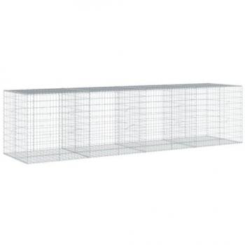 vidaXL Gabion Basket with Cover 400x100x100 cm Galvanised Iron