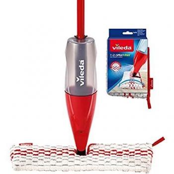 Vileda 1-2 Spray Max - Sistema de fregado con almohadilla de microfibra y pulverizador integrado, capacidad XL