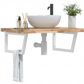Estante de lavabo de pared acero y madera maciza de acacia Vidaxl Marrón