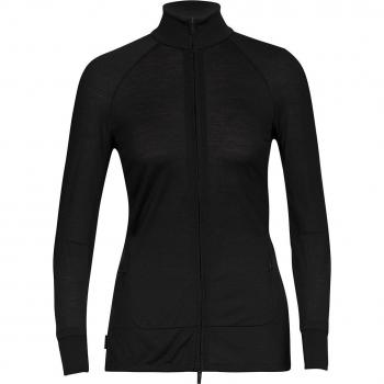 Camiseta Térmica de Merino para Mujer Icebreaker ZoneKnit con Cierre y Manga Larga, Color Negro, Talla Mediana