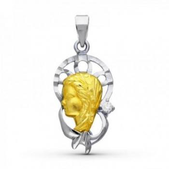 Medalla de la Virgen Niña en oro bicolor 18k para Primera Comunión