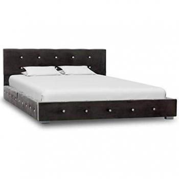 vidaXL Cama Individual Estructura + Colchón Viscoelástico + Somier Láminas Cabecero Tapizada Terciopelo 120x200 cm Contrachapado MDF Patas Acero Gris