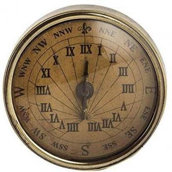 18th C, termobrújula-reloj de sol, Small - con diseño de brújula con un reloj de sol, de tamaño pequeño