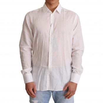 Dolce & Gabbana White Cotton Floral Pattern MARTINI Shirt - IT40 | M