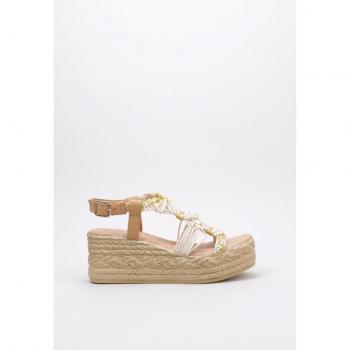 MTNG 50595 Zapatillas de esparto con cuña en color blanco, talla 36