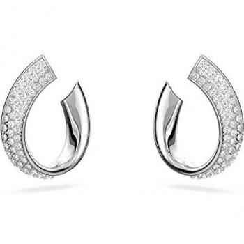 Swarovski Exist Pendientes de aro, Pequeños, Blancos, Baño de rodio