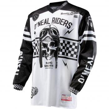 O'Neal | Maillot de Motocross | Enduro MX | Materiales Ligeros y duraderos, Agujeros de ventilación Cortados con láser, Ajuste atlético | Maillot Ultra Lite 70 | Adulto | Negro Blanco | Talla M