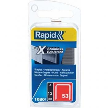 Agrafes Inoxidable Rapid Nº 53, 12 mm, Caja de 1080 Uds