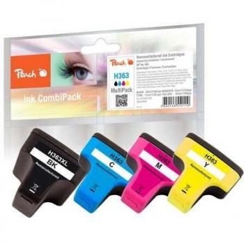 Tinta Recargable Peach HP 363 XL - Pack de 4 Cartuchos (Negro, Cian, Magenta, Amarillo) Compatible con HP PhotoSmart 8250 y Modelos Equivalentes