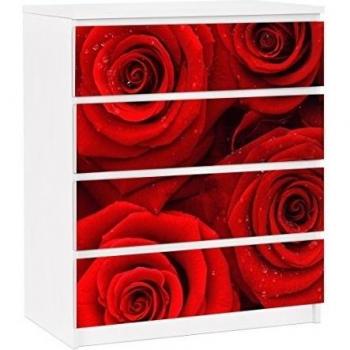 Vinilo adhesivo para muebles IKEA - Malm Dresser 4xDrawers - Summer Fragrance, Tamaño:4 veces 20cm x 80cm