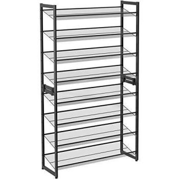Juego de 2 Estantes Zapateros Apilables de 4 Niveles - Estantes de Malla Metálica Ajustables o Planos, Total 8 Niveles, Organizador para Zapatos