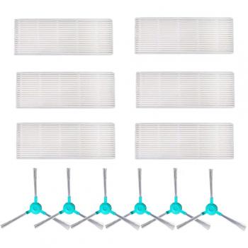 iAmoy Kit de Filtro y Cepillo Lateral de Repuesto Compatible Conga 1390 Conga 1290 Robot Aspirador