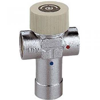 Misturadora termostática 3/4'' ajustable de latón níquel con rango de temperatura 40-60°C y caudal de 1,8 m³/h Caleffi