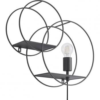 Aplique de pared Lucande Andrik, redondo, moderno, negro, hecho de metal, para salón y comedor, 1 lámpara E27