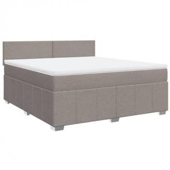 Cama Box Spring con colchón de tela gris taupe 180x200 cm