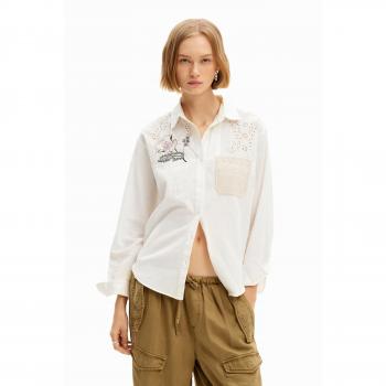 Desigual CAMISA TURÍN - Camisa de mujer lino ganchillo