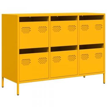 Aparador de acero laminado frío amarillo mostaza 101,5x39x73,5 cm