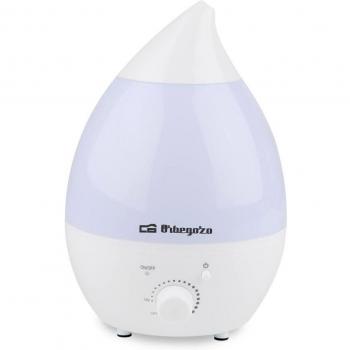 Orbegozo HU 2013 - Humidificador, luces de 7 colores, 1,3 L de capacidad, proyecta vapor frío, área de acción 20 m2, bandeja para aceite aromático, caudal de vapor regulable, 18 W, Color Azul