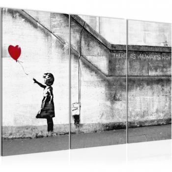 decoración de la pared Tabla Banksy Muchacha con la bola - 120 x 80 cm Vista de impresión en lienzo Salón Apartamento - listo para colgar - 301631a