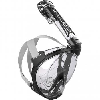 Cressi Duke Dry Full Face Mask Mascara de Buceo Snorkel Seca Cara Completa, Unisex Adulto, Transparent/Negro, M/L