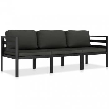 3-Piece Anthracite Aluminum Garden Lounge Set with Cushions