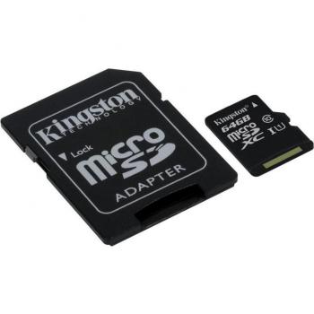 Kingston Technology microSDXC Class 10 UHS-I Card 64GB Clase 10 SDC10G2/64GB con Adaptador