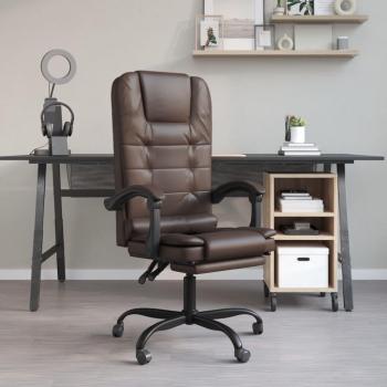 Sillón de oficina reclinable de masaje en cuero sintético marrón