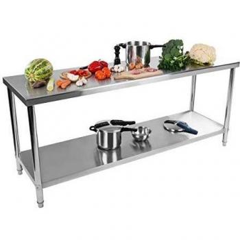 Mesa de acero inoxidable Royal Catering - 200 x 60 cm - capacidad de carga de 195 kg