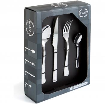 Bidasoa 7244051 - Set 24 cubiertos con cuchillo chuletero inox, color gris