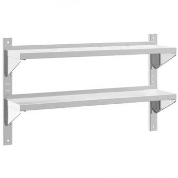 Estante de pared acero inoxidable plateado 100x23,5x60 cm, Estantería/Librería/mueble de Almacenamiento para Oficina, Estudio y Dormitorio