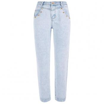 Yes Zee Light Blue Cotton Jeans & Pant - W26 High-Waisted Straight Jeans with Stud Detailing