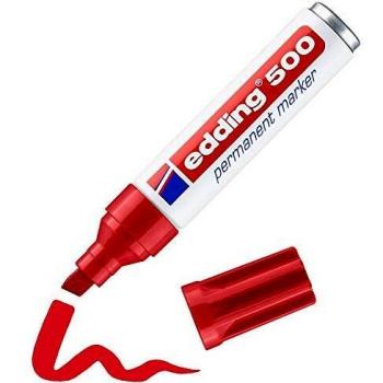edding 500 marcador permanente - rojo - 1 rotulador - punta biselada 2-7 mm - resistente al agua, de