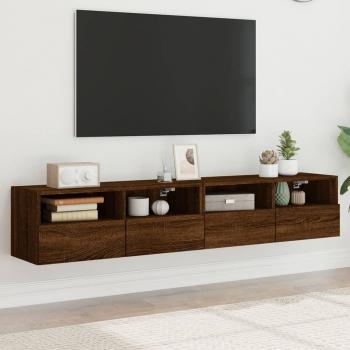 Mueble TV Pared 2 piezas Roble marrón 80x30x30cm Madera multicapa