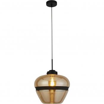Lámpara colgante Meringue de vidrio y acero dulce, color negro y champán, incluye 1 bombilla, diámetro de 32 cm, altura de 42 cm