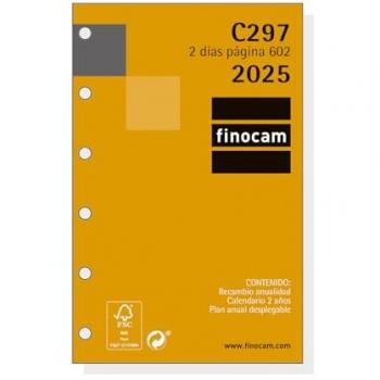 Finocam - Recambio Anual Classic 2025 2 Días Página (Enero 2025 - Diciembre 2025, 12 meses, Español, C297 602-73x114 mm)