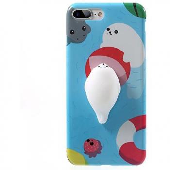 Finger Decompression phone case ,3D Soft Silicone Pinch Squishy Cat TPU Protective Back Cartoon Animal Apple phone Case for iphone 7Plus