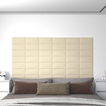 Paneles de pared 12 uds cuero sintético crema 30x15 cm 0,54 m²