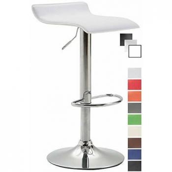 Taburete de Bar Dyn V2 Blanco Cromado, Regulable en Altura y Giratorio 360° con Base de Metal en Cuero Sintético