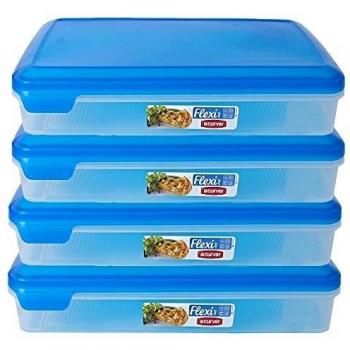 4pieza Curver-Recipiente hermético Alimentos Almacenamiento Flexi Chef High 2,4L transparente