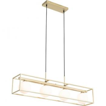 Lámpara colgante diseño dorado 4-luces blancas - ANIEK, Acero, Alargada, Adecuado para LED, Max. 4 x 40 Watt
