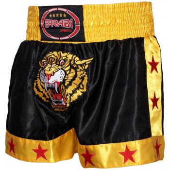 Farabi Sports Muay Thai Shorts Kick Boxing Training Corto de satén con Bordado de Tigre