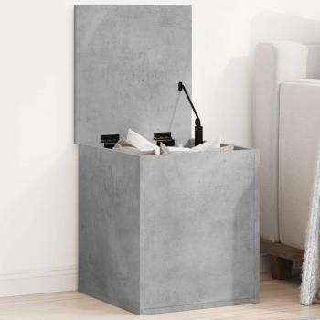 Caja de almacenaje de madera de ingeniería gris con acabado en hormigón, dimensiones 40x42x46 cm