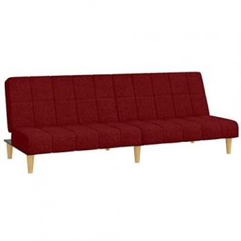 Sofá cama de 2 plazas en tela rojo tinto vidaXL