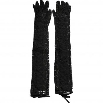Dolce & Gabbana Black Lace Elbow-Length Gloves - Size 7.5/S